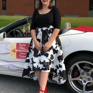 Hi-Lo black and white formal dress